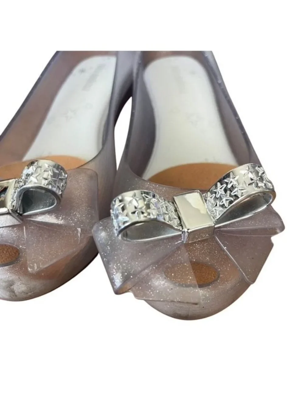 Mini Melissa Girls Ultragirl Stars BB Clear Glitter Dress Shoes Size 3